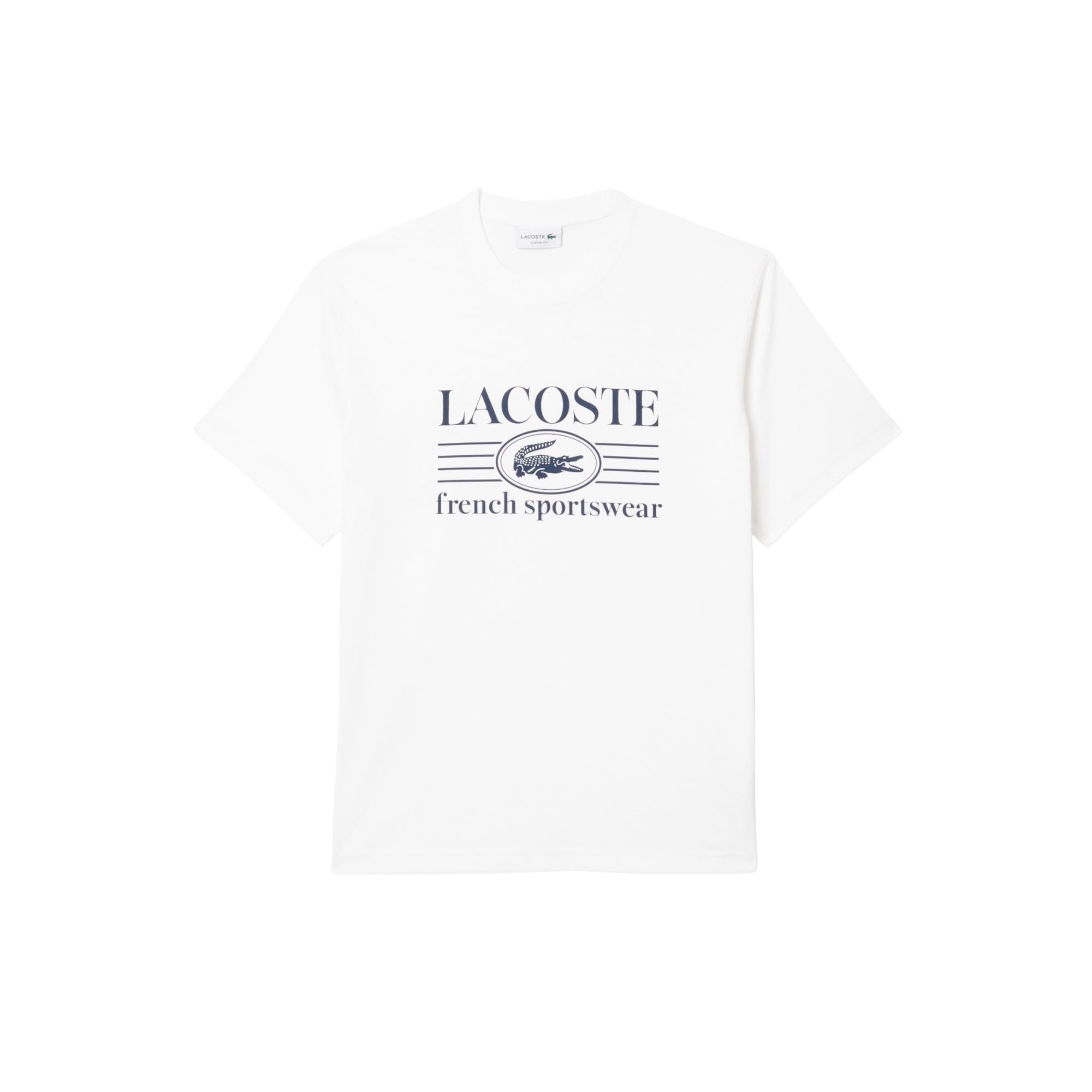 Lacoste Camiseta de algodón de ajuste clásico para hombre con estampado de algodón (paquete de 1)