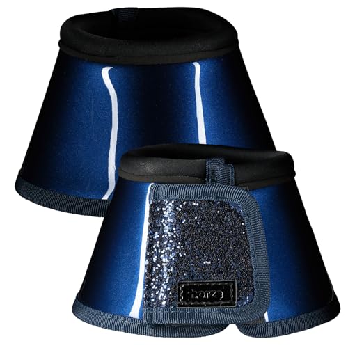 HORZE Bell Boots with Glitter - Dark Blue - L