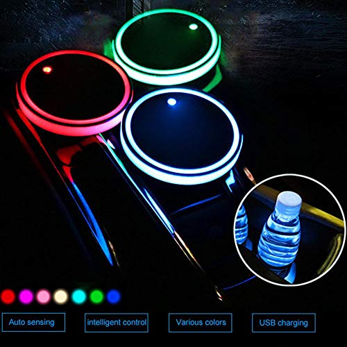 Juego 2 pcs LED USB para portavasos de auto miniatura 2