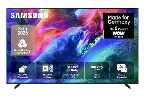 Samsung Micro RGB R85H 4K 55 Zoll (138 cm), UHD Fernseher, Smart TV | Micro RGB HDR+, AI Engine für realitätsnahe Farben, Dolby Atmos, Gaming Hub, Motion Xcelerator 144Hz, AI Companion für Fragen