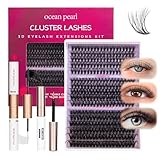 Ocean Pearl Lash Clusters 320pcs 11-20mm Lash Clusters Kit 40D+50D+100D Eyelashes, Lash Extension Kit,Lashes Clusters Eyelash Extensions Kit,Eyelash Clusters with lash adhesive+sealer+remover+Tweezers
