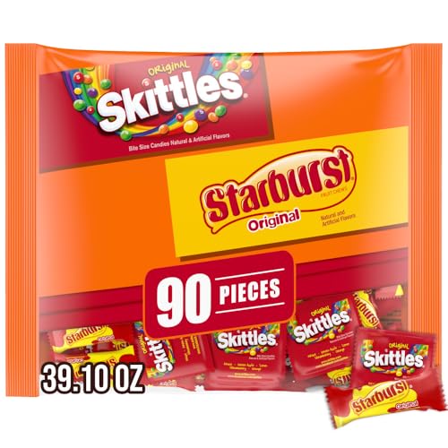 Wrigley's SKITTLES & STARBURST Halloween Candy Fun Size Variety Mix, original, 39.1 Ounce Bag, 90 Pieces