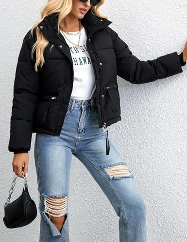 hathne Women's Cropped Puffer Jacket Winter Warm Puffy Quilted Lightweight Jackets Coats2
