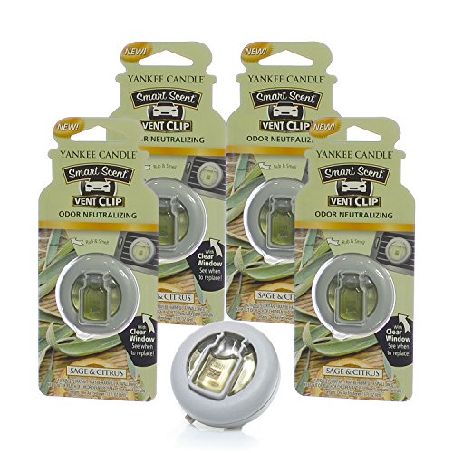 Image of Yankee Candle Car Freshener Smart-Scent Vent Clips, 4-PACK (Sage & Citrus)