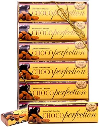 ChocoPerfection Dark Almond Sugar Free Chocolate, Gift Box of 12 50g Bars