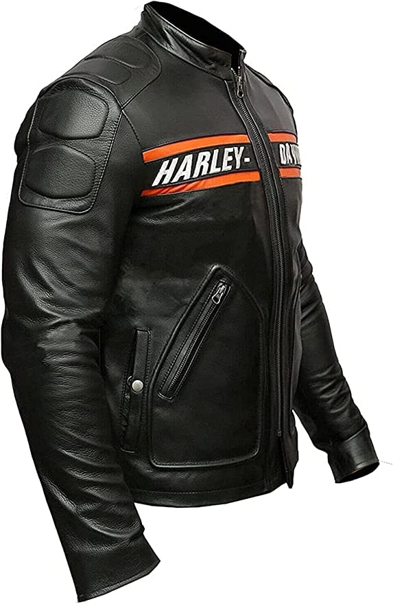 Bill Goldberg Real Leather Motorcycle Screaming Eagle Black HD Cow Leather Jacket (Medium)2