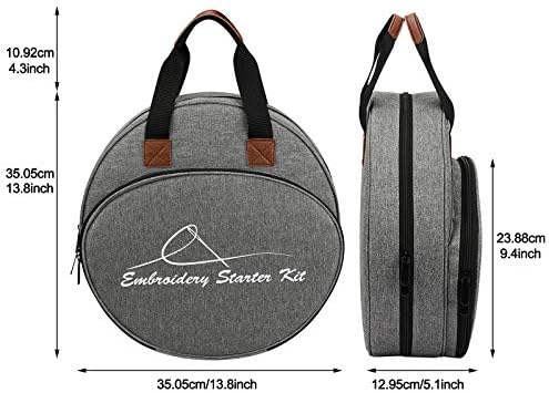 Coopay Cross Stitch Bag Carry Case, Embroidery Project Storage Bags with Pockets and Compartments for Accessories, Transportable Organiser for Embroidery Hoops, Charts and Threads, Sewing Crafts Tote