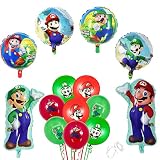 Accesorios de fiesta de cumpleaños de Mario Bros, puedes comprar 2 globos de pie de 48 x 67 cm, 4 globos redondos de Mario de doble cara, 8 globos de látex de Super Mario Bros, 1 cinta