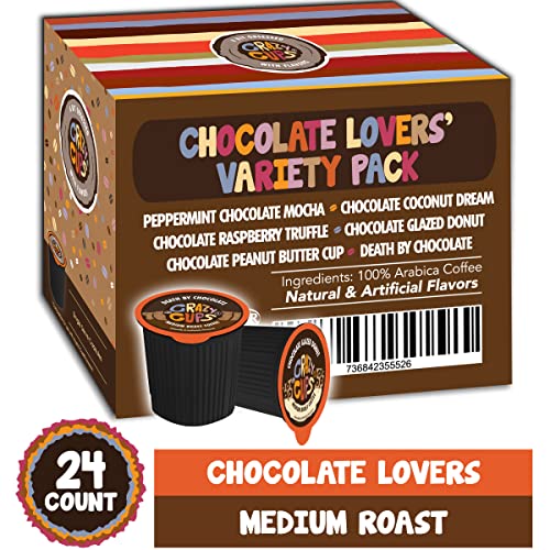 Crazy Cups Chocolate Lovers Coffee Pods Variety Pack, Flavored Coffees, Compatible With K Cup Brewers, Includes Death By Chocolate, Chocolate Raspberry, Peppermint Mocha, & More, 24 Count (Pack Of 1) #TOP1