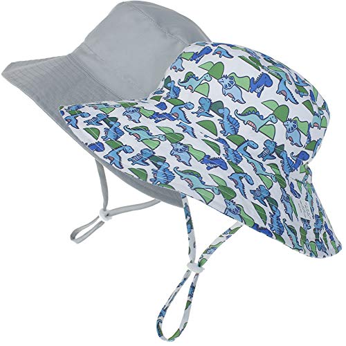 Image of MaxNova Baby Sun Hat Toddler Summer UPF 50+ Baby Girl Bucket Hat Wide Brim Beach Hats for Baby Boys 0-7 Years 2pack