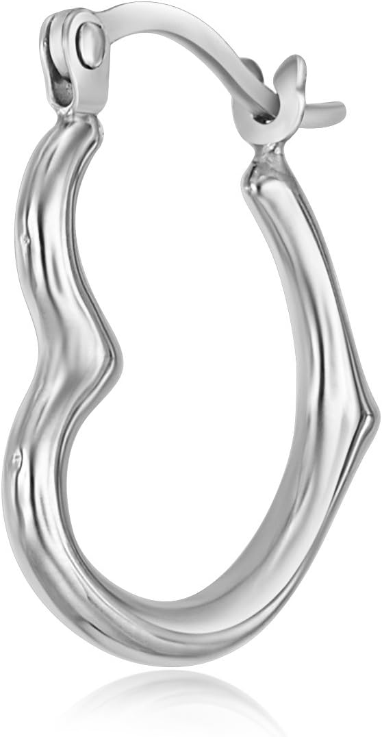 14k REAL Yellow Gold 4mm Thickness Heart Shaped Hoop Earrings