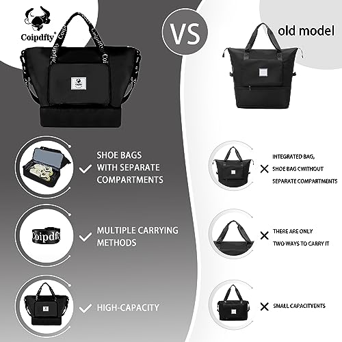 Foldable Dry/Wet Travel Duffle Bag, Shoe Compartment, Large Capacity, Luggage Sleeve, Gym Weekender Bag2