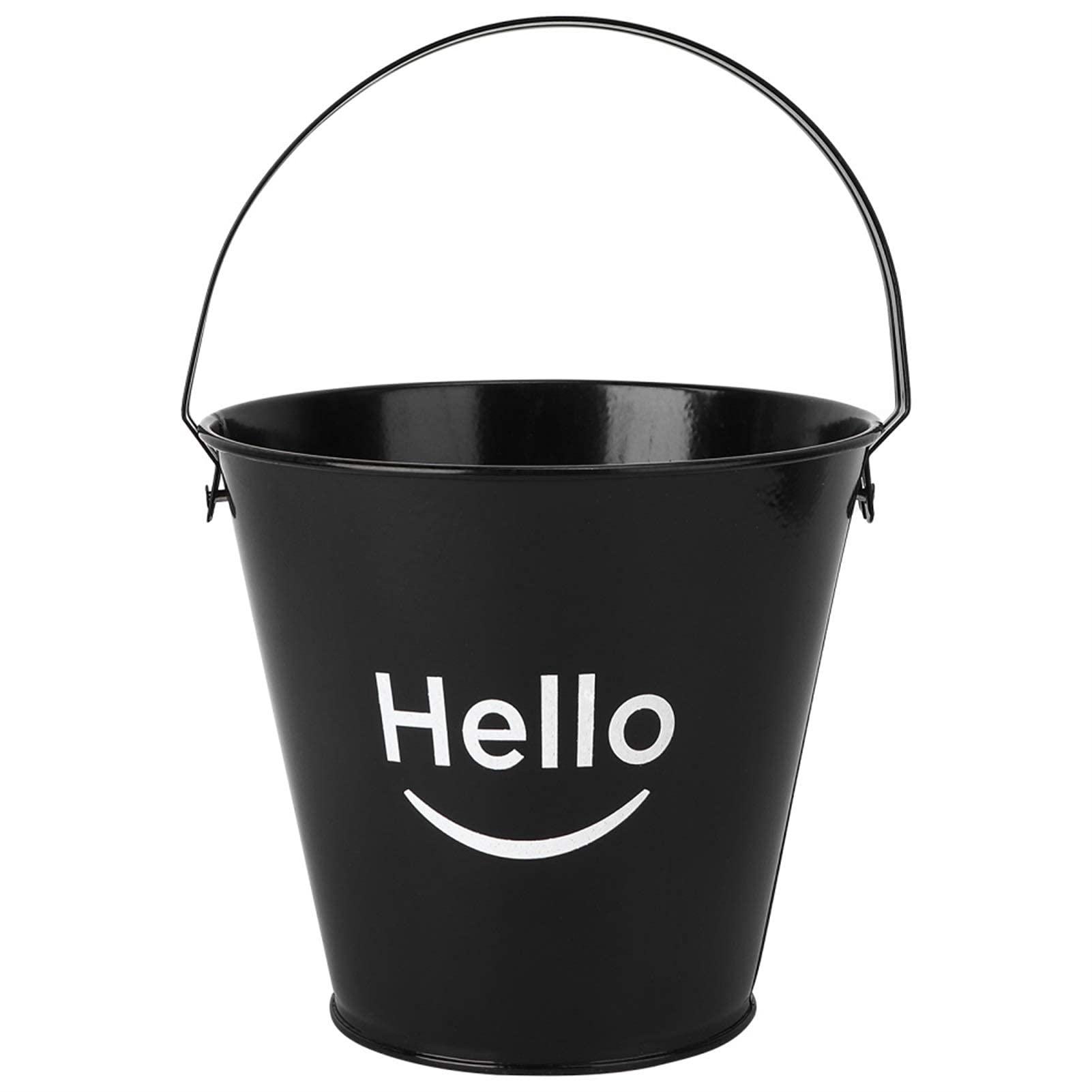 Cubo de Hielo con Pinzas para Hielo, vajilla Creativa de Hierro Forjado, Cubo de Hielo Sonriente en Blanco y Negro, Mini Barril, refrigerio para Papas Fritas, Cubo para Papas Fritas