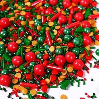 Christmas Sprinkles for Cookies, Red and Green Sprinkles With Green Tree & Gold Star, Perfect for Christmas Dessert Party 4.23 Ounce