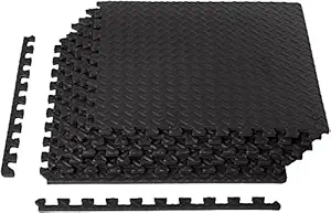 AmazonBasics Puzzle Exercise Mat with EVA Foam Interlocking Tiles - Black