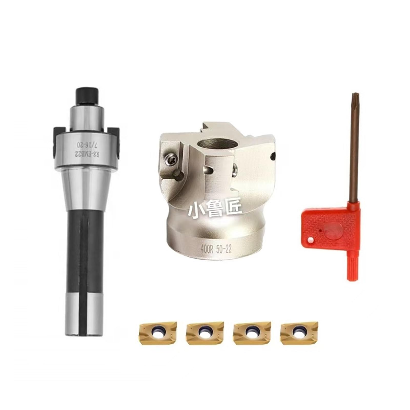 Kongmm A Lathe Tools Milling Cutter Bar Mtb3-Fmb22-M12 + 400R-50-22-4T Cutter Disc + 10Pcs Pmt1604 Cutter(R8-Fmb22+50-22-4T)