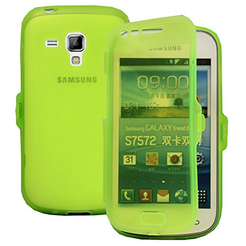 VCOMP® Housse Etui Coque Silicone Gel Portefeuille Livre Rabat pour Samsung Galaxy Trend S7560/ Galaxy S Duos S7562 - Vert
