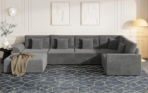 smilesun 146" Modular Sectional Sofa, 6-Piece U-Shaped Couch with Ottoman - image 3