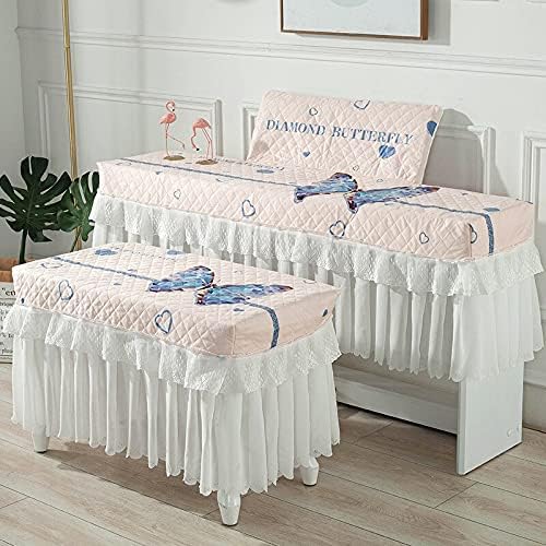 Cartoon Polyester Lace Design Piano Covers With/Without Music Stand Printed Dust Cover Single Seat Double Piano Stool Cover (138X48 music stand,Style 9)