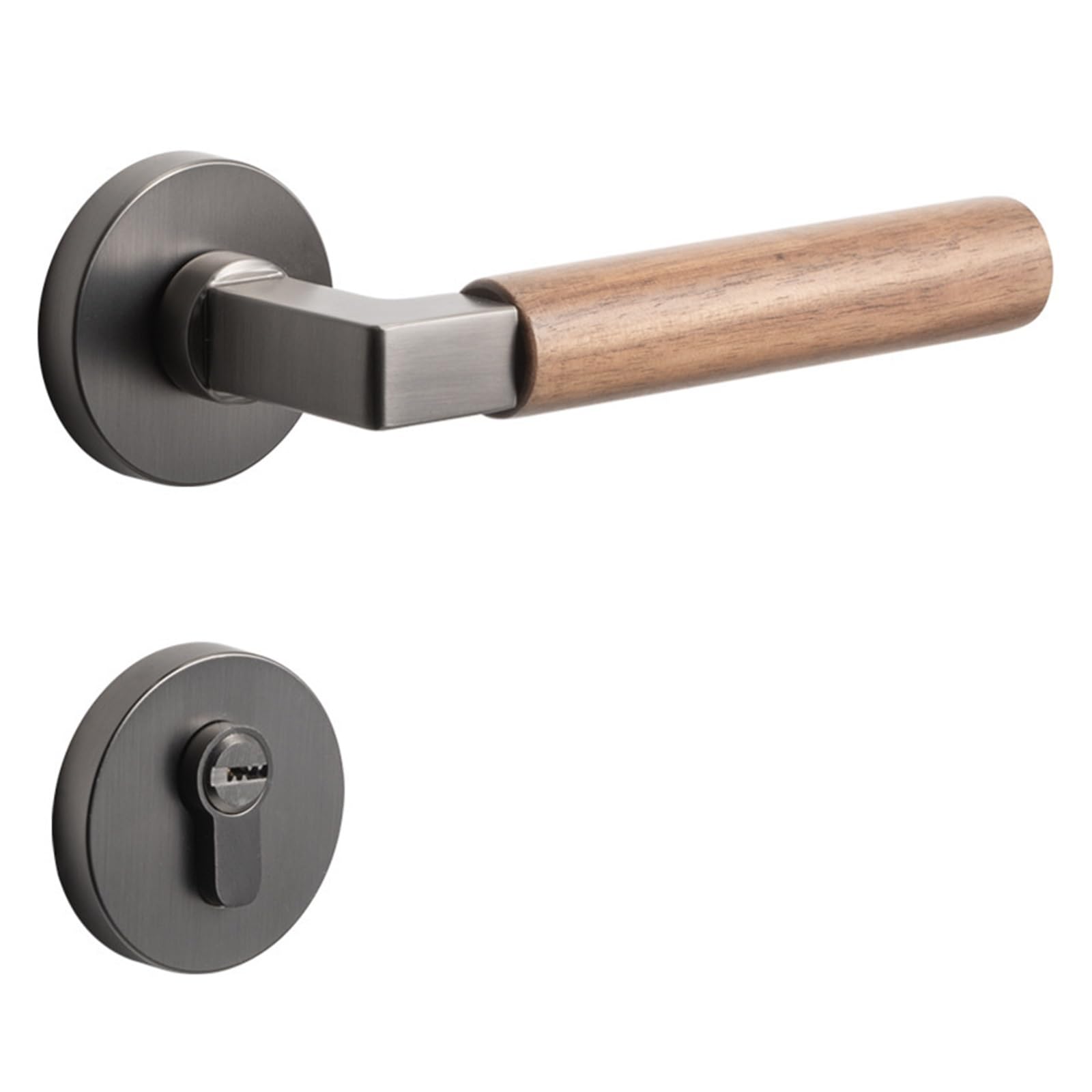 Serrure de porte en noyer magnétique et silencieuse pour un intérieur chic