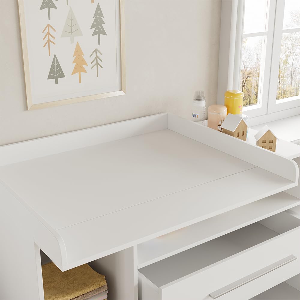 Vicco Commode à Langer Paula, Blanc, 110x93.5cm avec Plan à Langer, pour Une Utilisation Flexible comme Table à Langer ou Meuble de Rangement