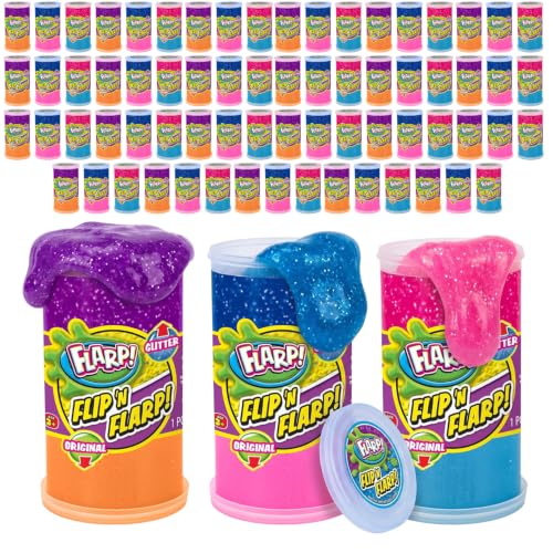 Flip & Flarp Noise Putty Double Pack Original & Glitter Fidget Toy (72 Packs Assorted) JA-RU Farrt Gas Noise Maker Slime Cloud & Scented Putty Stress Toy for Boys, Girls & Adults. Party Favor 047-72s