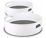 Semlos 2 Packs Turntable Lazy Susan Organizers, 9" and 12" Spice Rack Organisers for Kitchen Organization and Storage, Non-Slip Under Sink Organizers for Pantry, Cabinet, Office, Bathroom