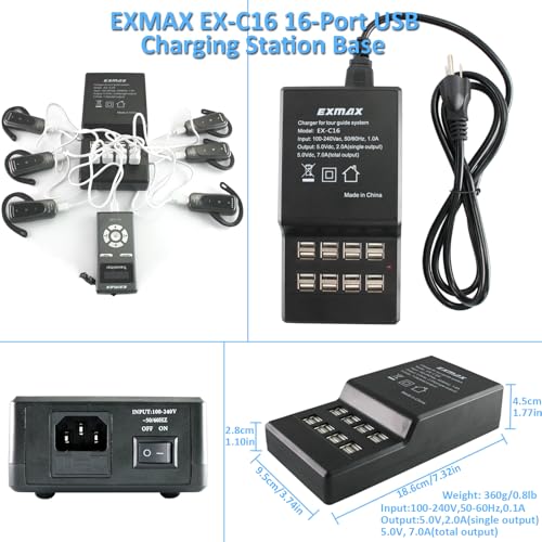 EXMAX-EX-318 2.4G Wireless Whisper Acoustic Transmission Tour Guide System Ear-hook Receiver para traducción y audiovisual con 1 transmisor y 6 receptores miniatura 2