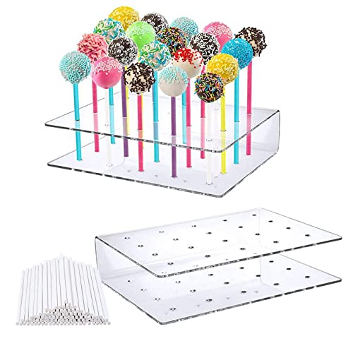 Ruikdly 2 Stück Cake Pop Ständer 20 Löcher Lollipop Holder mit 100 Cake...