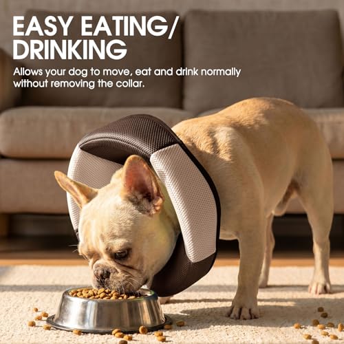 Image of Dog Cone - Soft Cone for Dogs to Stop Licking, Pet E-Collar Alternative After Surgery, Adjustable Pet Recovery Collar for Wound Healing, Brown Large