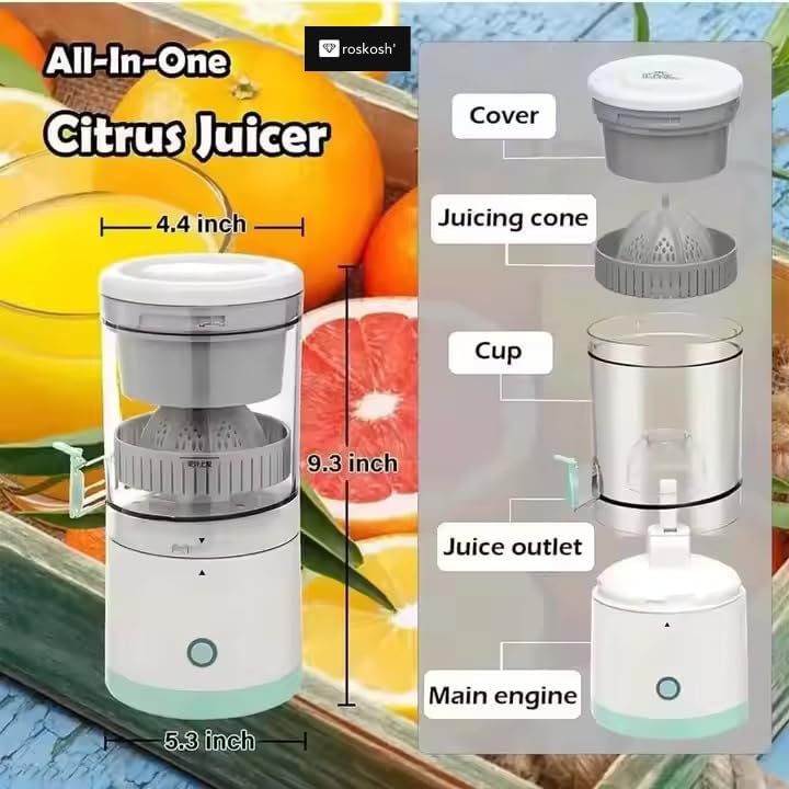 Miniatura 6 de Exprimidor eléctrico portátil de cítricos - Mini exprimidor recargable por USB para naranjas, limones, limas y pomelo - Exprimidor automático de