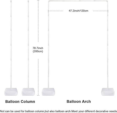 Miniatura 2 de Pllieay Soporte de arco de globos de 65 pies de alto con base 2 juegos de soporte de columna de globos de 787 pulgadas con base y punto de pegamento