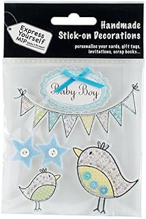 Express Yourself MIP MIP 3D Stickers Baby Boy Banners and Birds, Acrylic, Multicoloured, 0.09 x 3.9 x 5.9 cm