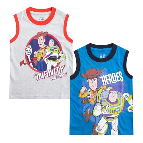 Disney Toy Story Woody & Buzz Lightyear Boys’ 2 Pack Tank Top for Toddler and Little Kids - Blue/Grey