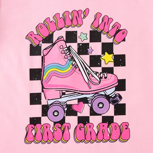 Image of First Day of School Outfit for Girl Rollin Into First Second Third Grade Shirt 1st 2nd 3rd Back to School T-Shirt Top