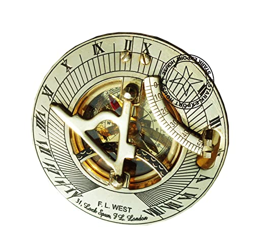Brújula con reloj de sol de latón 3 pulgadas