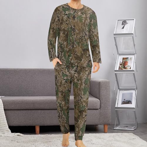 Realistic Forest Camouflage Mens Pajamas Set Nightwear Loungewear Pajamas for Men Long Sleeve Sleepwear Pjs Pockets2