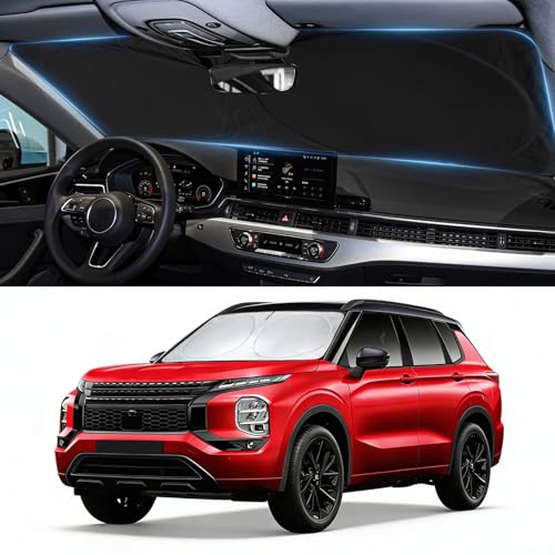 Image of Windshield Sun Shade for Mitsubishi Outlander 2022-2024 2025 2026, Custom-Fit Outlander Sun Visor Protector, 99% UV Block Heat Sun Shield, Silver Reflective Front Window Sunshade