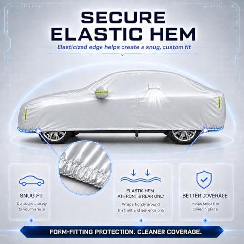 Image of Car Cover All Weather Custom Fit for Toyota Corolla Waterproof 10 Layers Full Cover Universal Heavy Duty Sun UV Rain Hail Protection with Driver Door Zipper Breathable Vents.