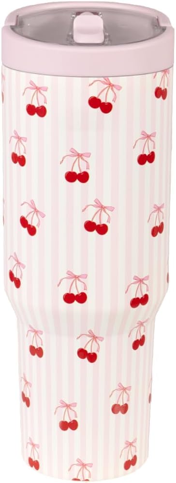 HydroJug Sport - Stainless Steel Tumbler with Straw, Vacuum Insulated, 40oz Leakproof Water Bottle, Ergonomic Design, Reusable, Dishwasher Safe, Rubber Base, Durable for Gym or Outdoors, Sweet Cherry - Image 2