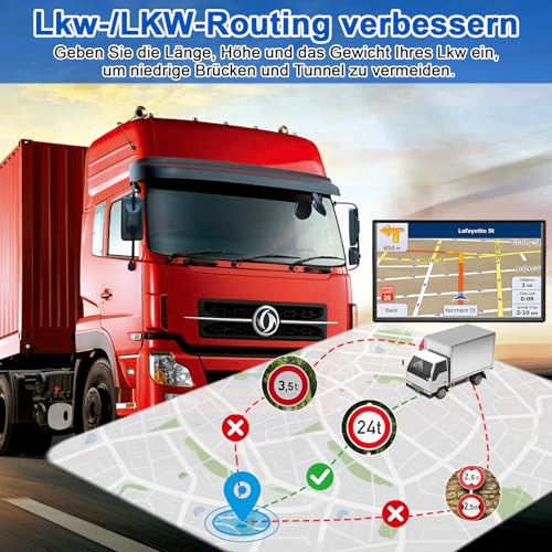 Navi für wohnmobile,7 Zoll,LKW navigationsgeräte GPS Auto Echtzeit-Verkehr mit HD Display und Sprachsteuerung Europa-Karte für Langstrecke,navigationsgeräte für Auto Stadtfahrten und Reisen