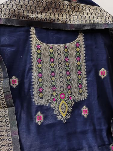 Image of Chanderi Suit Vol 5 | Pure Chanderi Banarasi Silk (3m) | Soft Cotton Bottom (2.5m) | Woven Chanderi Banarasi Silk Dupatta (2.3m) with Tassels, Unstitched Material, Fits up to 60 inch, Length 48