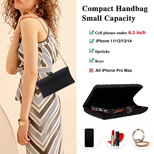 Jessie Women Beaded Clutch Bag Rhinestone Crystal Purse Glitter Evening Handbag For Wedding Cocktail Prom Party (Black) #TOP1