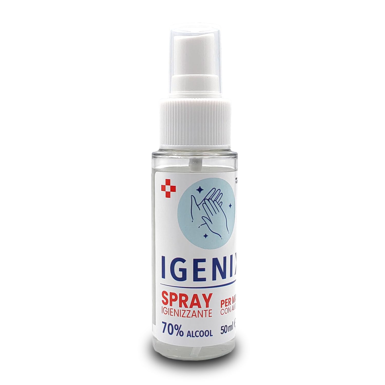 Igenizzante Mani e Superfici 3x50ml - Alcool 70%, Glicerina e Aloe Vera, Formula Potenziata - Spray Antibatterico, Virucida, Pratico e Sicuro