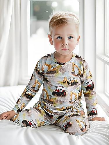 Image of Boys Girl BABY 2T-10Y Toddler Kids Girls Boys Soft Comfy Long Sleeve 2pcs Set Winter Clothing,Trucks,6-7 Years