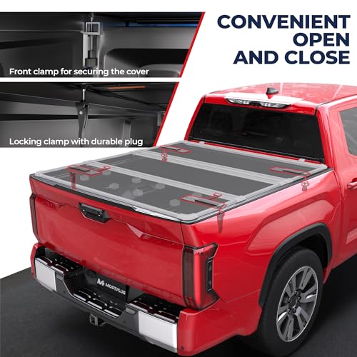 Image of MOSTPLUS Tri-Fold Hard Truck Bed Tonneau Cover On Top Compatible for 2016 2017 2018 2019 2020 2021 2022 2023 Toyota Tacoma Styleside Solid (5 FT Feet Bed)