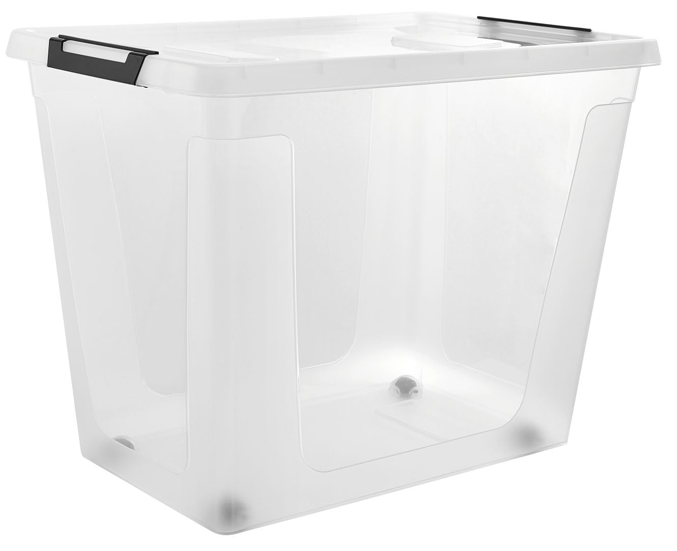 Gardissimo Aufbewahrungsbox Clip 4er Set 80 Liter transparent | Mit Deckel und Rollen, Kunststoff Stapelboxen, Clip-Verschluss, MADE IN Europe, BPA-frei