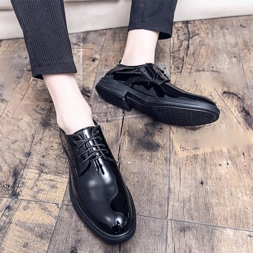 Men's Slip-On Oxford Dress Shoes – Patent Leather Half Brogue Business & Wedding Shoes, Fashionable Retro Leather Oxfords for Party2