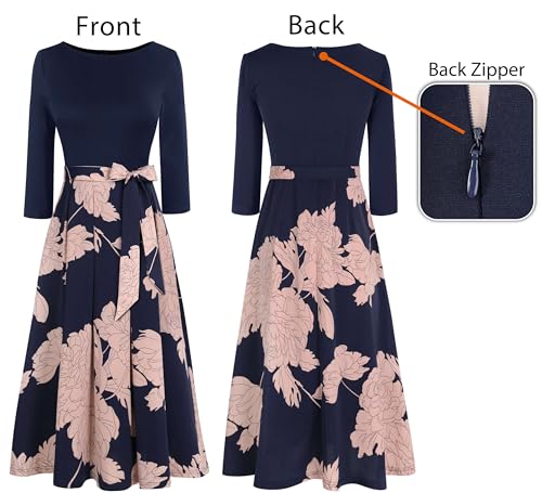 Image of VFSHOW Womens Work Business Casual Church Pockets Belted A-Line Midi Dress