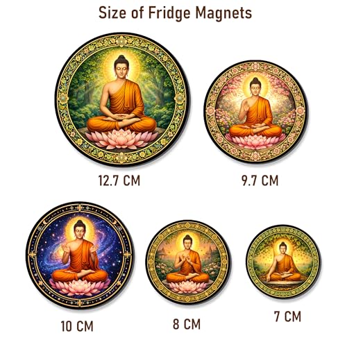 Image of Regalo Casila Buddha Nature Art Fridge Magnets Set of 5 Wooden Refrigerator Magnets Spiritual Decorative Kitchen Magnets Souvenir Gift Strong Magnetic Home Decor